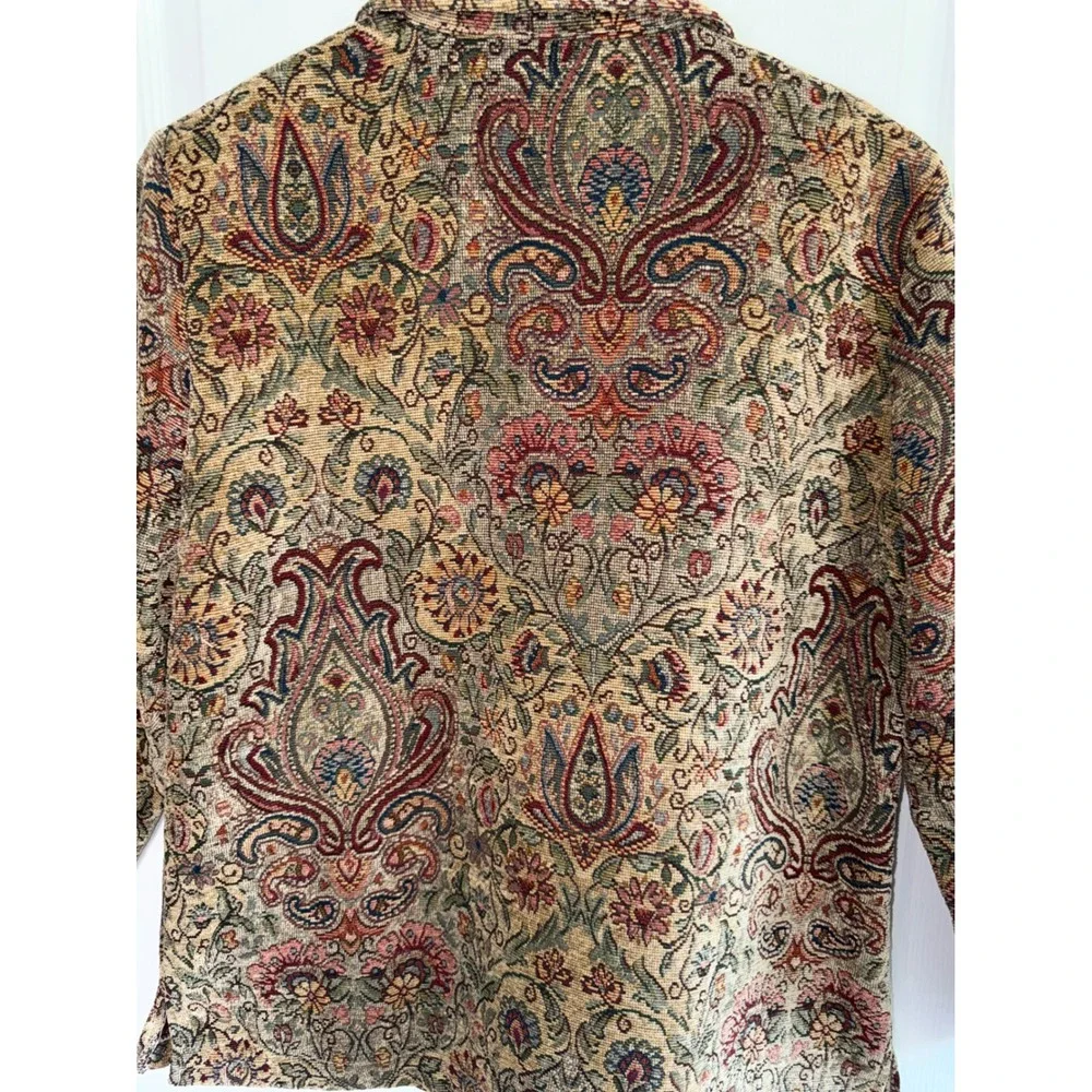 Vintage Erin London Tapestry Jacket M Paisley Floral Boho Gobelincore Blazer VTG